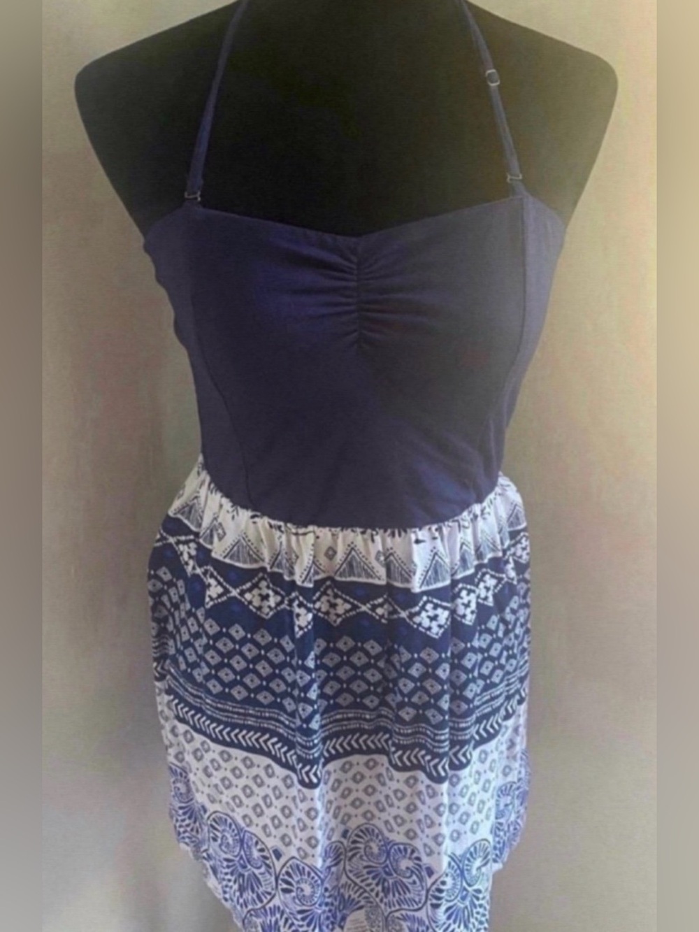 Women’s Navy Blue Halter Summer Dress  (Size L)
